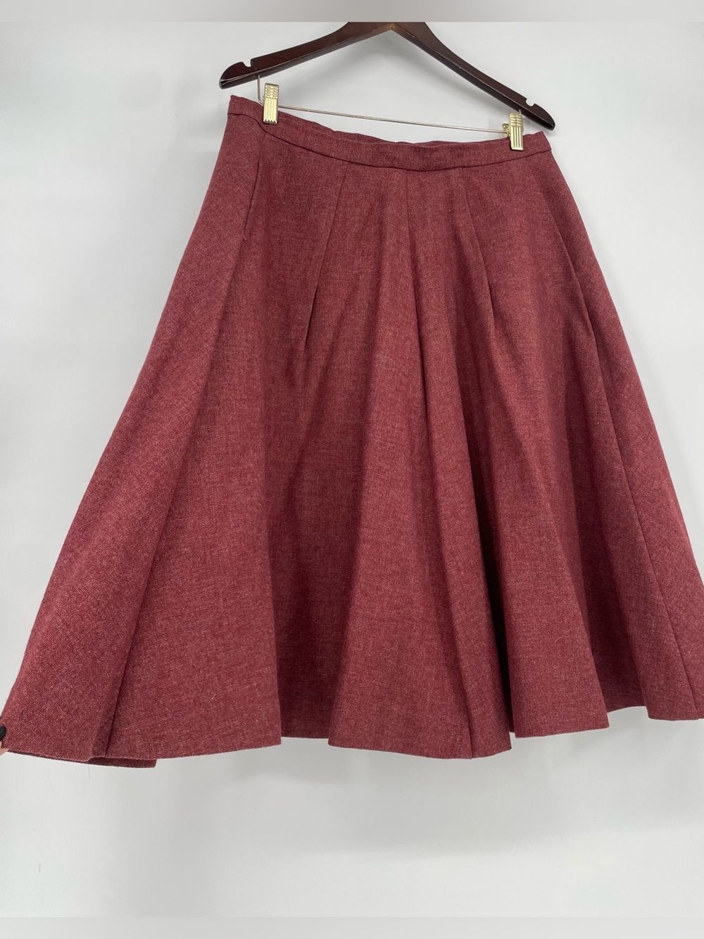 Vintage 60s Classic Muted Brick Circle Skirt Likely Wool* With Pockets - Picture 4 of 10